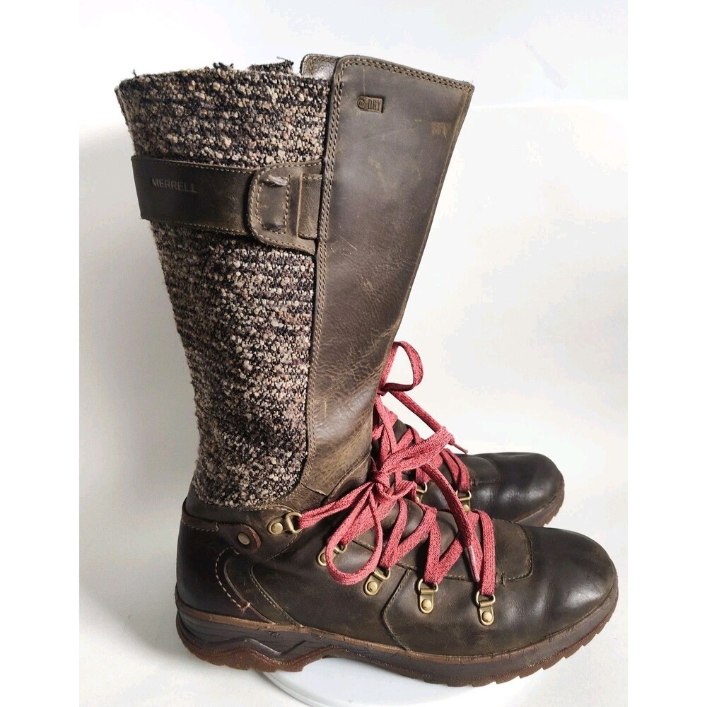 Merrell Winter Knee High Boots Size 10 Brown Waterproof Insulated Eventyr Peak